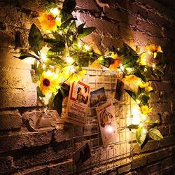 WILLBOND Artificial Sunflower String Lights 30 LED 7.2 ft Sunflower Home Decor Sunflower Battery Operated String Fairy Lights for Indoor Bedroom Wedding Home Garden Decor, Warm White