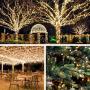 100-Led, 42ft Outdoor Solar String Lights, 8-Lighting Modes, Solar Christmas Lights for Garden, Christmas Tree, Wedding Decoration (2-Pack, Warm White)