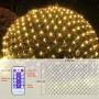 Abkshine 180 LED Solar Christmas Net Lights 10Ft x 4.9Ft, 8 Modes Solar Christmas Bush Lights, Waterproof Outdoor Solar Christmas Lights for Christmas Tree Bushes Garden Yard Fence Wall, Warm White