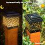 Siedinlar Solar Post Cap Lights Outdoor Metal 4x4 (3.5x3.5 in) Wooden Posts Warm White Lighting for Fence Deck Patio Garden Decoration Black（2 Pack）