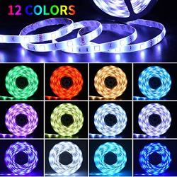 LED Strip Lights 32.8ft RGB 5050 Tape Light Waterproof 12V Color Changing Rope Light Kit Outdoor with RF Remote Power Plug-in Dimmable Flexible Indoor Decorative Lighting for Bedroom Kitchen Party