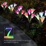 Weepong Flower Solar Lights Outdoor - 3 Pack Waterproof Lawn Solar Lights with 12 Lily Flowers, Color-Changing Solar Stakes Lights for Patio, Back Yard, Garden, Pathway, Walkway(White, Purple, Red)