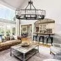 NOXARTE Round Crystal Chandelier Vintage LED Dimmable Hanging Ceiling Light with Adjustable Chain for Dining Room Bedroom Farmhouse Black
