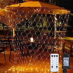 Net Lights Mesh Lights, 9.8ft x 6.6ft 200-LED with Remote Control and 10-Lighting Modes for Halloween Christmas Weddings Parties Indoor/Outdoor Decor (Warm White)