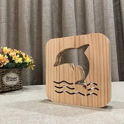 Creative 3D Dolphin Wooden Lamp, LED Table Light USB Power Cartoon Nightlight Desk lamp Home Bedroom Decor Lamp, Gift for Kids Adult Girls Boys Bedroom Living Room Nightstand