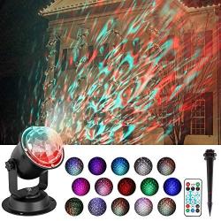 Water Wave Projector Light Outdoor, Greatlizard Holiday Water Wave Led Light Projector Colorful Landscape Night Decoration for Xmas New Year Halloween Birthday Wedding Party Indoor Outdoor (Black)