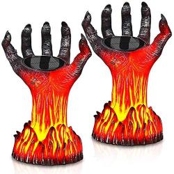 MAOKOT Solar Lights, Flickering Flame Solar Lights Outdoor, Burning Witch Hand Waterproof Decorative Solar Lantern Lights for Garden, Lawn,2 Pack
