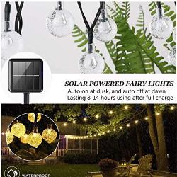 LECIEL Solar Powered String Lights Outdoor, 50 LEDs 24 FT Crystal Globe Lights with 8 Modes, Waterproof Solar Patio Outside Lights for Garden Yard Home Wedding Party Decoration(Warm White)