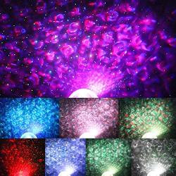Swonuk Ocean Wave Projector Star Night Light,Color Changing Music Player Sleep Night Lamp for Kids Adults Nursery Bedroom Living Room