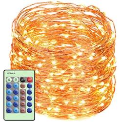 LED String Lights with Remote Control 99ft with 300 LEDs Dimmable Fairy String Lights for Bedroom, Trees, Indoor/Outdoor Copper Lights for Birthday, Wedding, Party UL Certificate Warm White