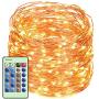 LED String Lights with Remote Control 99ft with 300 LEDs Dimmable Fairy String Lights for Bedroom, Trees, Indoor/Outdoor Copper Lights for Birthday, Wedding, Party UL Certificate Warm White