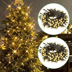 Christmas Outdoor String Lights 2 Pack 82ft 200 LED 9 Modes UL Safe Certified Weatherproof for Christmas Trees, Halloween, Garden, Patio, Wedding, Parties Decor(Warm White)