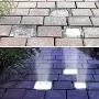 Solar Glass Brick Light,Ice Cube Lights,LED Landscape Light Buried Light Square Cube,Frosted Glass Light for Christmas Outdoor Path Road Yard 4 pcs (Cold White)