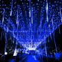 JMEXSUSS Christmas Lights Meteor Shower Rain Lights Solar Powered Meteor Shower Lights 30cm 8 Tube 144 LEDs, Blue Meteor Lights Led Falling Rain Lights for Xmas Tree Weeding Party