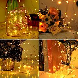 Aluan Fairy Lights 2 Pack 100 LED 33 FT Copper Wire Christmas Lights USB & Battery Powered Waterproof LED String Lights with 8 Modes for Indoor Outdoor Bedroom Wedding Party Patio Decor, Warm White