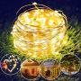 2 Pack Solar Power String Lights, Fariy Lights, 10M/32.8Ft 100LEDs 8 Modes, Waterproof Copper Wire Lights for Indoor/Outdoor Wedding Patio Home Garden Decoration(Warm White)
