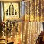 MZD8391 Curtain String Lights, 9.8 X 9.8ft 304 LED Starry Fairy Lights for Wedding, Bedroom, Bed Canopy, Garden, Patio, Outdoor Indoor (Warm White)
