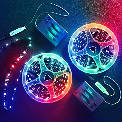 13.2 Feet Battery Powered Led Strip Lights,DIY Color Changing Led Lights Battery Operated. Integrated Controller for Bedroom, Sports,Outdoors, Party,Costume and Dress up