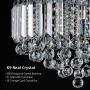 Crystal Chandelier for Bedroom Gris Modern Ceiling Light Flush Mount Ceiling Light, W15.7 x H9.56 Chandelier Lighting Fixture for Bedroom Hallway Dining Room 8 Lights(Bulbs not Included)