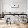 Light Society Morley 4-Light Kitchen Island Pendant, Matte Black Shade with Clear Glass Panels, Modern Industrial Chandelier (LS-C104)