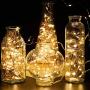 WSgift 4 Pack 33Ft 100 Warm White Led Fairy Lights Battery Operated with Remote Control Timer Waterproof Silver Copper Wire Twinkle Lights for Bedroom Indoor Outdoor Wedding Dorm Christmas Decorations