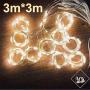 Curtain Lights, USB Copper Wire Curtain Light 3M 3M 300 LEDs Fairy Curtain Lights With 8 Modes Window Curtain String Remote Control Backdrop Lights for Bedroom Patio In/outdoor Decoration Warm White