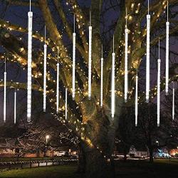 MAOYUE Meteor Shower Lights, 16 Tubes 640 LED Icicle Lights Outdoor Christmas Decorations Lights Waterproof Cascading Lights for Holiday Decorations, Tree, Eaves, Roof, Yard, Garden, Party, Cold White