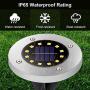 Solar Ground Lights, Upgraded 12 LED Waterproof Solar Disk Lights, In-Ground Solar Lights Outdoor for Patio Pathway Garden Lawn Yard Driveway Deck Walkway (8 Pack Yellow)