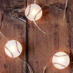 Lights4fun, Inc. 20 Baseball Battery Operated Micro LED Indoor Silver Wire String Lights