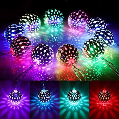 16 Colors Changing Globe String Lights USB Plug, 13ft 40 Silver Metal Balls LED Fairy Lights with Remote Timer Moroccan Orb Decorative Lights for Bedroom Outdoor Party Wedding Christmas Boho Decor