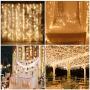 Curtain Lights, GLIME Window Curtain String Lights, 8 Modes with Remote & Timer 2/4/6/8h Fairy String Lights for Bedroom Wedding Party Christmas Outdoor Indoor Wall Decoration USB (Warm White)