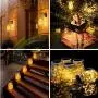 Starry Love Upgraded Solar Mason Jar Lid Light Outdoor Waterproof,Warm White 10 Pack,30 LED String Fairy Star Firefly Jar Lid Lights,Including 10 Hangers (Excluding Jars),for Terrace Garden decoration