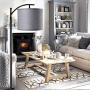 Floor Lamp for Living Room, LED Standing Lamp with 2 Hanging Lamp Shades(Beige & Gray), Tall Pole Classic Industrial Floor Lamp with 9W 3000K LED Bulb for Bedroom Study Office - Black
