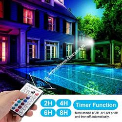 RGB Flood Light 1000W Equivalent TanSir 2 Pack 100W Color Changing Flood Light with Remote Control, IP66 Waterproof Dimmable Outside Color Changing Wall Wash Light with Timer and Memory Function (100)