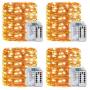 LEDIKON 4 Pack 33Ft 100 Led Fairy Lights Battery Operated with 8 Modes Remote and Timer,Waterproof Copper Mini String Lights Firefly Twinkle Lights for Outdoor Wedding Chirstmas,Warm White