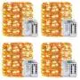 LEDIKON 4 Pack 33Ft 100 Led Fairy Lights Battery Operated with 8 Modes Remote and Timer,Waterproof Copper Mini String Lights Firefly Twinkle Lights for Outdoor Wedding Chirstmas,Warm White