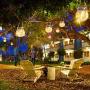 Solar Starry Fairy Glass Mason Jar Lantern, 30 LED Hanging Cracked Glass Jar Solar Lights, Outdoor Waterproof Decorative Landscape Lamps for Patio, Garden, Courtyard and Lawn (White Warm Light)
