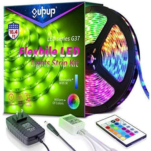 16.4FT LED Strip Lights, Led Lights Strip with IR Remote Color Changing Led Lights RGB SMD5050 Tape Lights Flexible Rope Lights Led Lights for Bedroom, Kitchen, Party Decoration