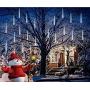 Meteor Lights, Hitopin 30cm 8 Tubes 192 LED Falling Rain Lights Outdoor, with a Transformer, Christmas Meteor Shower Lights, Snowfall Fairy Lights, for Party Wedding Christmas Tree Decoration (White)