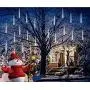 Meteor Lights, Hitopin 30cm 8 Tubes 192 LED Falling Rain Lights Outdoor, with a Transformer, Christmas Meteor Shower Lights, Snowfall Fairy Lights, for Party Wedding Christmas Tree Decoration (White)