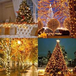 LiyuanQ Indoor Christmas String Lights 66ft 200 LED Christmas Tree Lights Plug in 8 Modes Waterproof Twinkle Fairy Lights with Memory UL Certified Power Supply for Christmas Indoor Decor (Warm White)