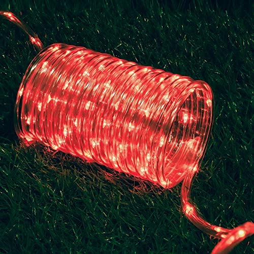 Hopolon Outdoor Rope String Lights, 4.5V Safety UL Plug Powered Waterproof Tube Light with 100 LED, 33 feet 8 Modes Copper Fairy Lights for Garden Fence Patio Yard Wedding Christmas Hall (Red)