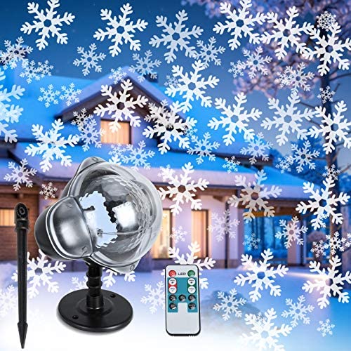 Christmas Projector Lights Outdoor Waterproof Snowflake LED Light Projector Lamp Rotating Snowfall Landscape Spotlights with Remote Control for Xmas Party Wedding Garden Indoor Outdoor Decor