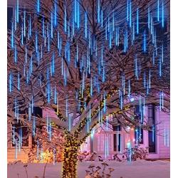 Joiedomi Christmas Meteor Shower Lights Falling Rain Drop Icicle String Lights 540 LEDs 10 Tube 50cm for Christmas Holiday Party Home Patio Outdoor Decoration (Blue)