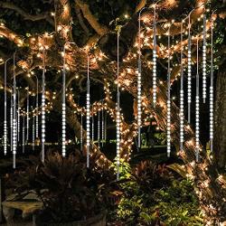 BlueFire Upgraded Meteor Shower Rain Lights, 50cm 10 Tubes 540 LED Falling Rain Drop Christmas Light, Waterproof Cascading Lights for Holiday Party Wedding Christmas Tree Decoration (White)