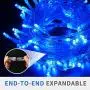 VTECHOLOGY Christmas String Lights, 33FT 100 LEDs Indoor String Lights 8 Modes with End-to-End Plug Fairy Lights Decoration for Indoor Outdoor, Blue (Clear Wire)