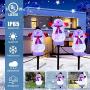 Christmas Decorations Snowman Landscape Path Lights Outdoor Stakes, HueLiv 3 PCS LED Outdoor Snowman Pathway Lights, Plug in Waterproof Pathway Stake Lights for Decor Garden, Patio, Yard, Lawn