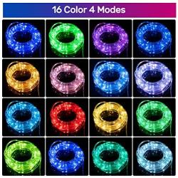 LED Rope Lights Outdoor 16 Colors , 33ft 100 LED Fairy String Lights, Changing Twinkle Lights with Remote USB Powered,Waterproof Clear Tube LED Rope Lights for Wedding,Garden,Party, Christmas Tree