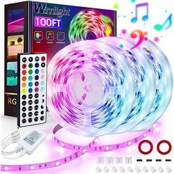 Led Strip Lights 100 Feet, Dimmable Color Changing by 44Key Remote Controller Ultra Long Strip Lights, Sync to Music Led Lights for Bedroom,Room and Home Decoration