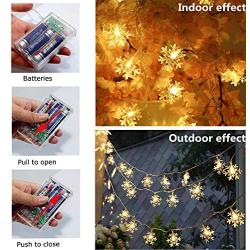 Christmas Lights, Snowflake String Lights 19.6 ft 40 LED Fairy Lights Battery Operated Waterproof for Xmas Garden Patio Bedroom Party Decor Indoor Outdoor Celebration Lighting (Warm Color)